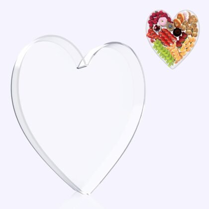 11" Acrylic Heart Shaped Charcuterie Board, Heart Plates for Dessert Appetizer Display, Love Serving Tray for Valentines Day Birthday Anniversaries Table Decorations Supplies
