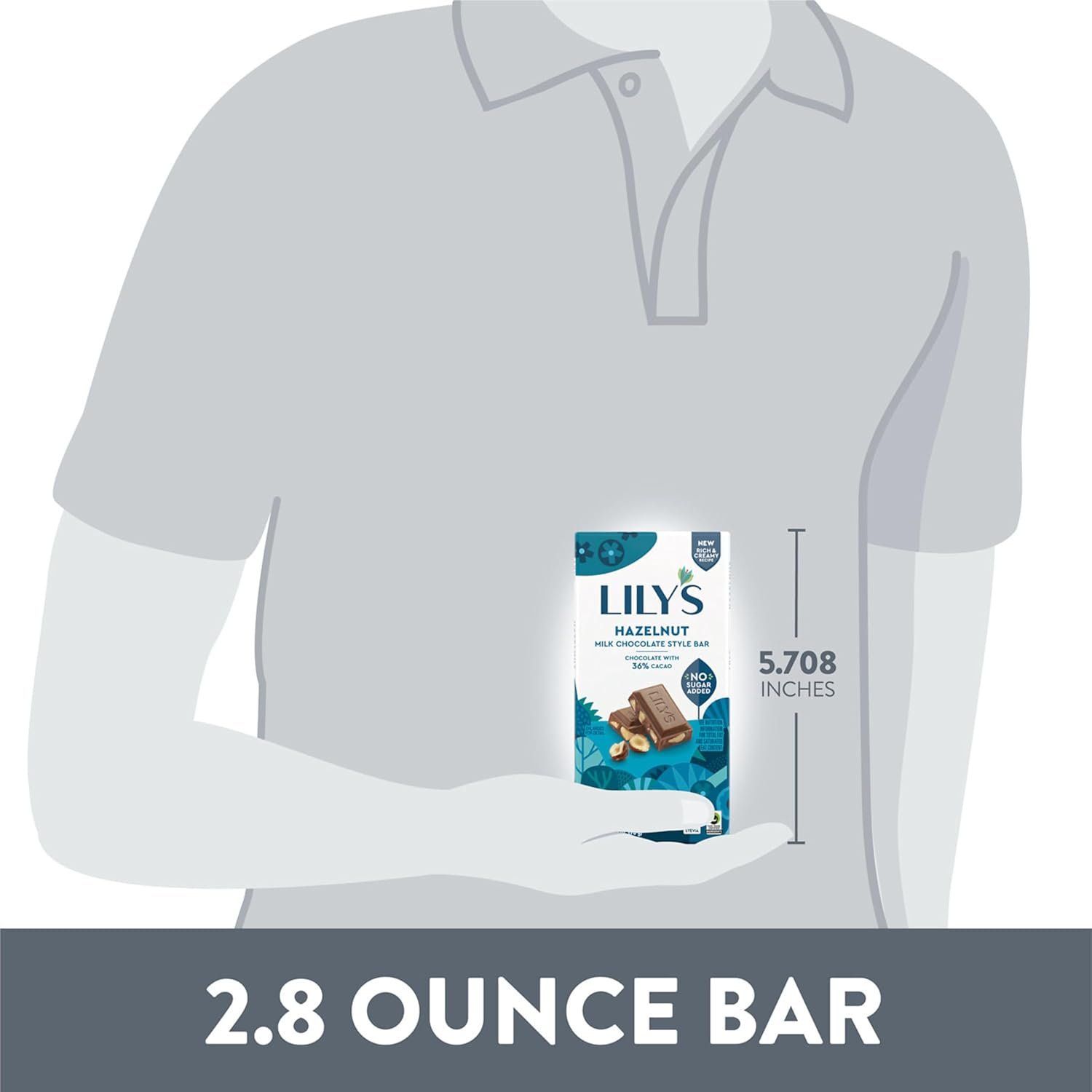 LILY'S Hazelnut Milk Chocolate Style No Sugar Added, Sweets Bars, 2.8 oz (12 Count) - Image 4