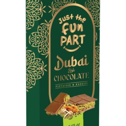 Just The Fun Part Dubai Style Chocolate Bar with Pistachio & Kadaifi, 7 oz | Premium Crunchy Chocolate Snack Inspired by Middle Eastern Flavors | Gourmet Treat with Silky Chocolate & Crispy Kadaifi Layers