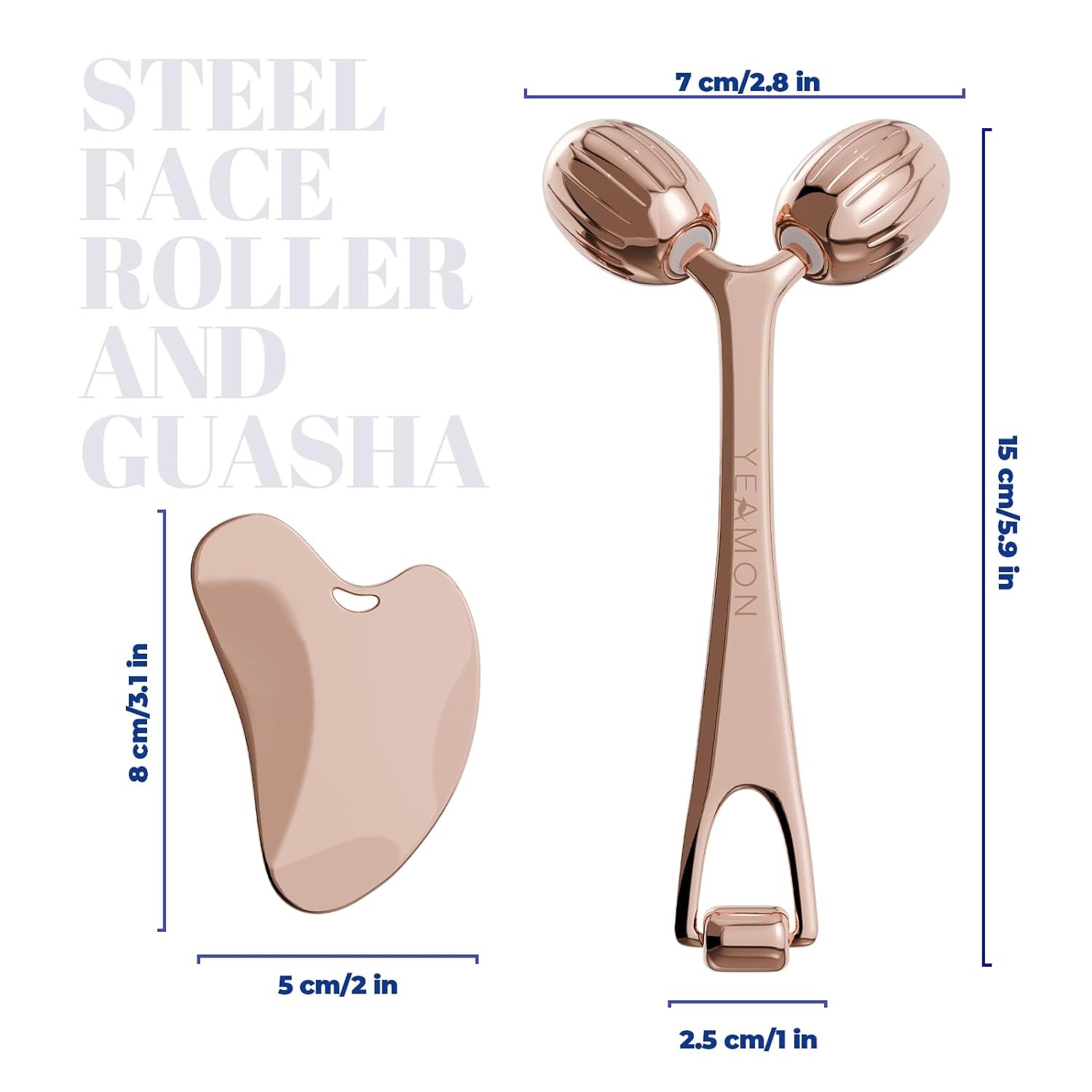 Yeamon Gua Sha Facial Tools and Face Roller Set, Facial Massage Tool for Women’s Skincare Routine,Cooling Stainless Steel Face Sculpting Eyes Roller Guasha for Daily Use or Self-Care Gift for Women - Image 6