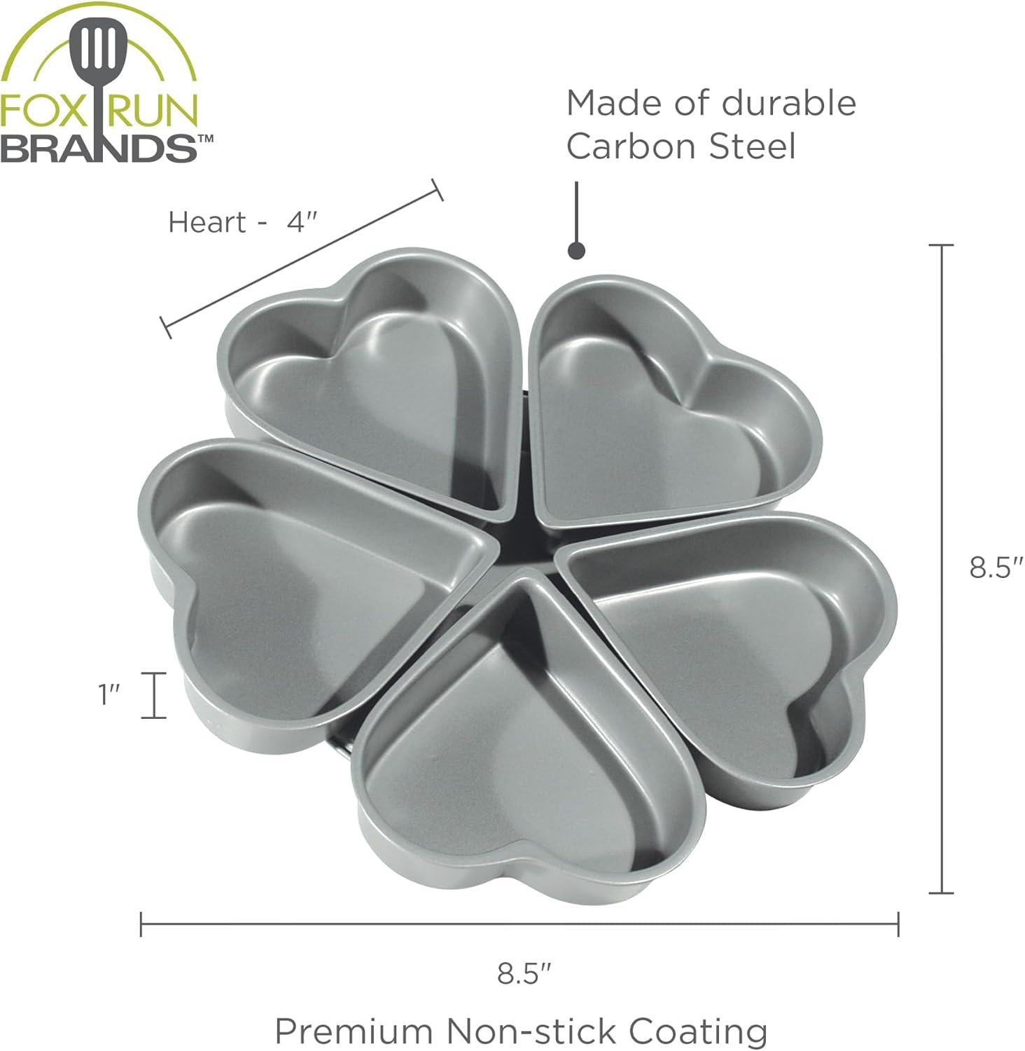 Fox Run Linked Heart Cake Pan, 4-Inch, Preferred Non-Stick - Image 6