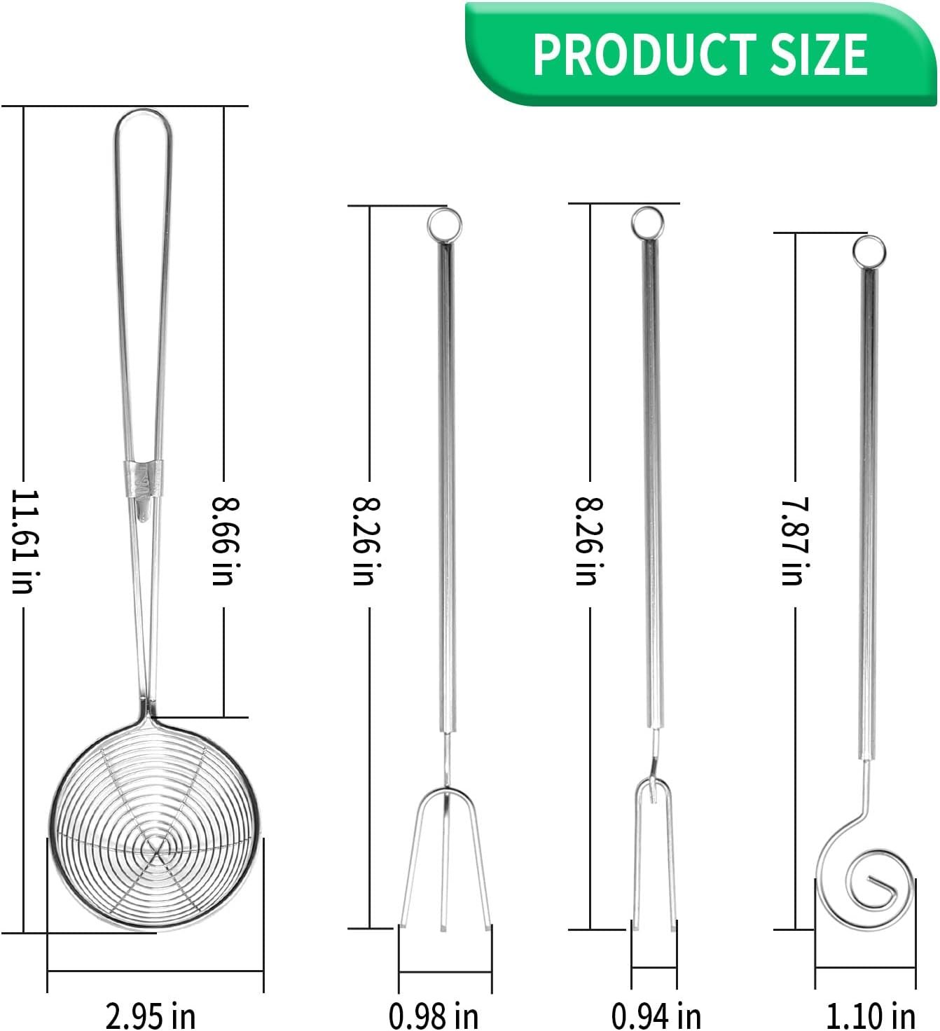 4 Pcs Candy Dipping Tools Kit, Chocolate Dipping Kit for Handmade Chocolates Handmade tools for Dessert (3-head Fork, 2-head Fork, Circle Fork, Skimmer) - Image 2