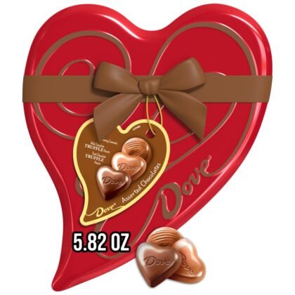 DOVE Assorted Chocolate Hearts & Truffles, 5.82 oz Heart Tin, Valentine Candy