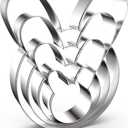 Bunny Cookie Cutter Set Large - 5", 4", 3", 2" - 4 Piece Easter Bunny Rabbit Hare Head Face Shaped Cookie Cutters - Stainless Steel