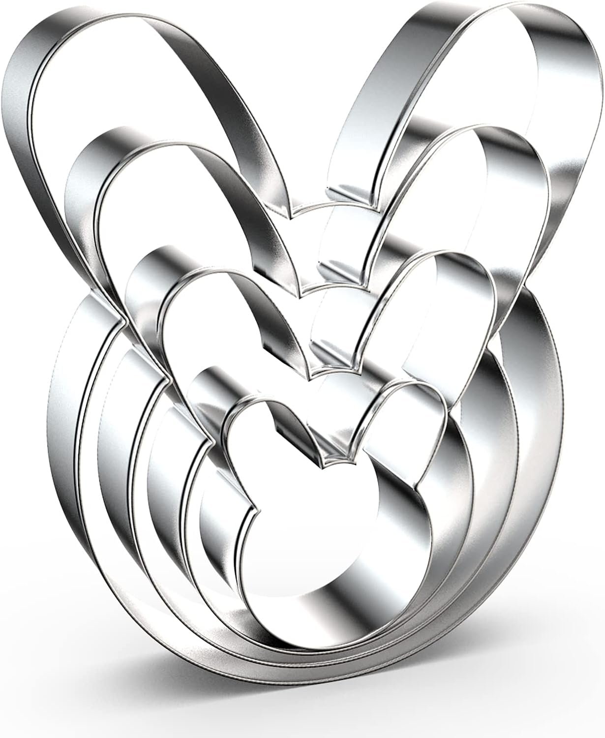 Bunny Cookie Cutter Set Large - 5", 4", 3", 2" - 4 Piece Easter Bunny Rabbit Hare Head Face Shaped Cookie Cutters - Stainless Steel