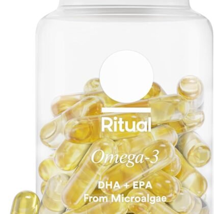 Ritual Omega 3 - Vegan - Science-Backed Dose of DHA & EPA Fatty Acids in 2:1 Ratio, Bioavailable, Brain and Heart Health Support, Minimal Burp-Back, Sustainably Sourced Microalgae, 30 Day Supply