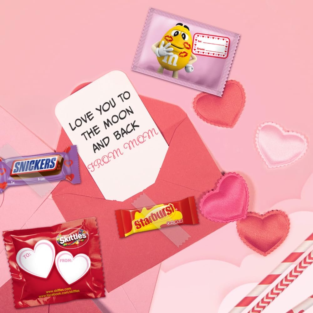 M&M’S, SNICKERS, SKITTLES & STARBURST Fun Size Variety Pack, Valentines Candy Bulk to Share, Hand out, 45 Count - Image 6