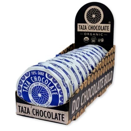 Taza Chocolate Organic Mexican-Style Disc 70% Dark Chocolate, Sea Salt, 2.7 Oz (12 Pack), Vegan