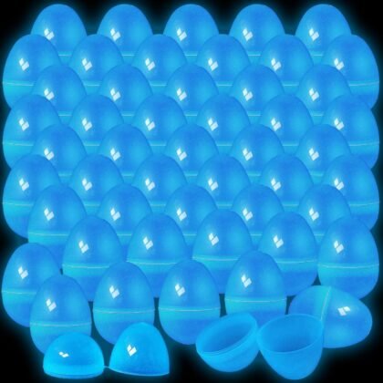 ShinyRelief 36 Pcs Glow in the Dark Easter Eggs 2.4 Inch Plastic Fillable Eggs Bulk,easter Basket Stuffers Gifts Party Favors Decorations Supplies(Blue)