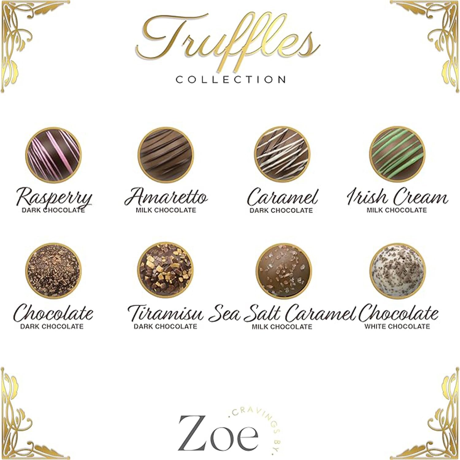 CRAVINGS BY ZOE Birthday Chocolate Truffles Gift Box | 8 Count | Assorted Gourmet Milk & Dark valentines chocolate Chocolate Candy Food Gift Basket Anniversary, Get Well, Holiday, Thank You Men Women Mom Her - Image 3