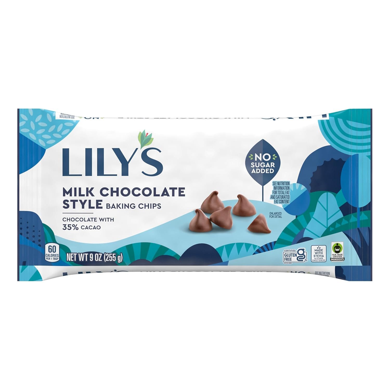 LILY'S Milk Chocolate Style No Sugar Added, Baking Chips Bag, 9 oz - Image 2