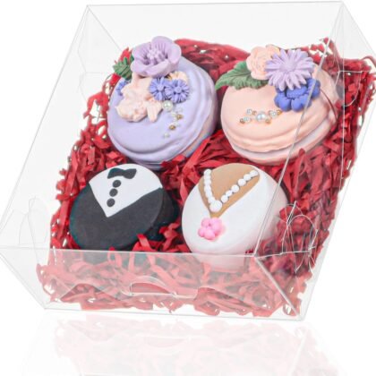 50pcs 5x5x2 Inch Bakery Boxes with Window Cookies Boxes Soap Box Chocolate Truffle boxes Macaron Boxes Gift Treat Boxes for Cake Browine pastries, Dount or gifts goodies Party Favor