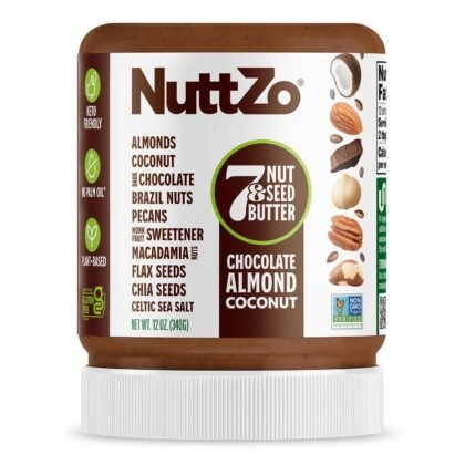 NuttZo Keto Chocolate Almond Coconut 7 Nut and Seed Butter, Almonds Coconut Brazil Nuts Pecans and More, Dark Chocolate Keto-Friendly, No Added Oil, Non GMO, 2g Net Carbs, 12 oz