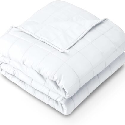 Bare Home Weighted Blanket Full or Queen Size 15lb (48" x 72") for Adults - All-Natural 100% Cotton - Premium Heavy Blanket Nontoxic Glass Beads (White, 48"x72")