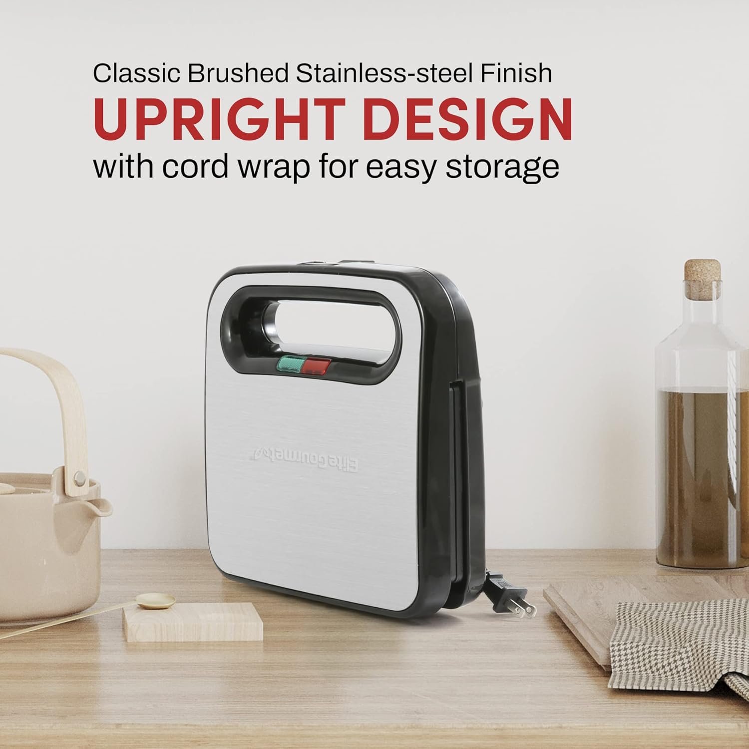 Elite Gourmet ESM2207XSS Sandwich Panini Maker Grilled Cheese, Machine Tuna Melt Omelets Non-stick Cooking Surface, 2 Slice, 750 Watts, Stainless Steel - Image 6