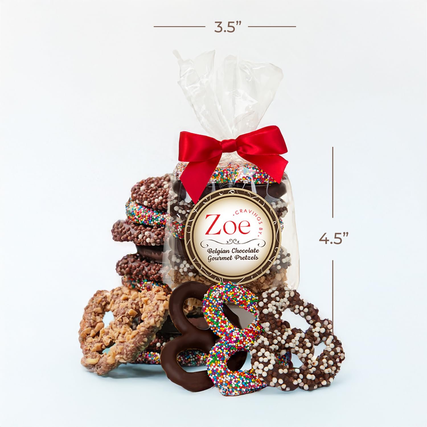 CRAVINGS BY ZOE Valentines Day and Birthday Chocolate Covered Pretzels Gift Bag 8 oz | Gourmet Kosher Milk & Dark Belgian Chocolate Candy Food Gift Box Basket | Get Well, Thank You, Men Women Mom Dad Her - Image 6