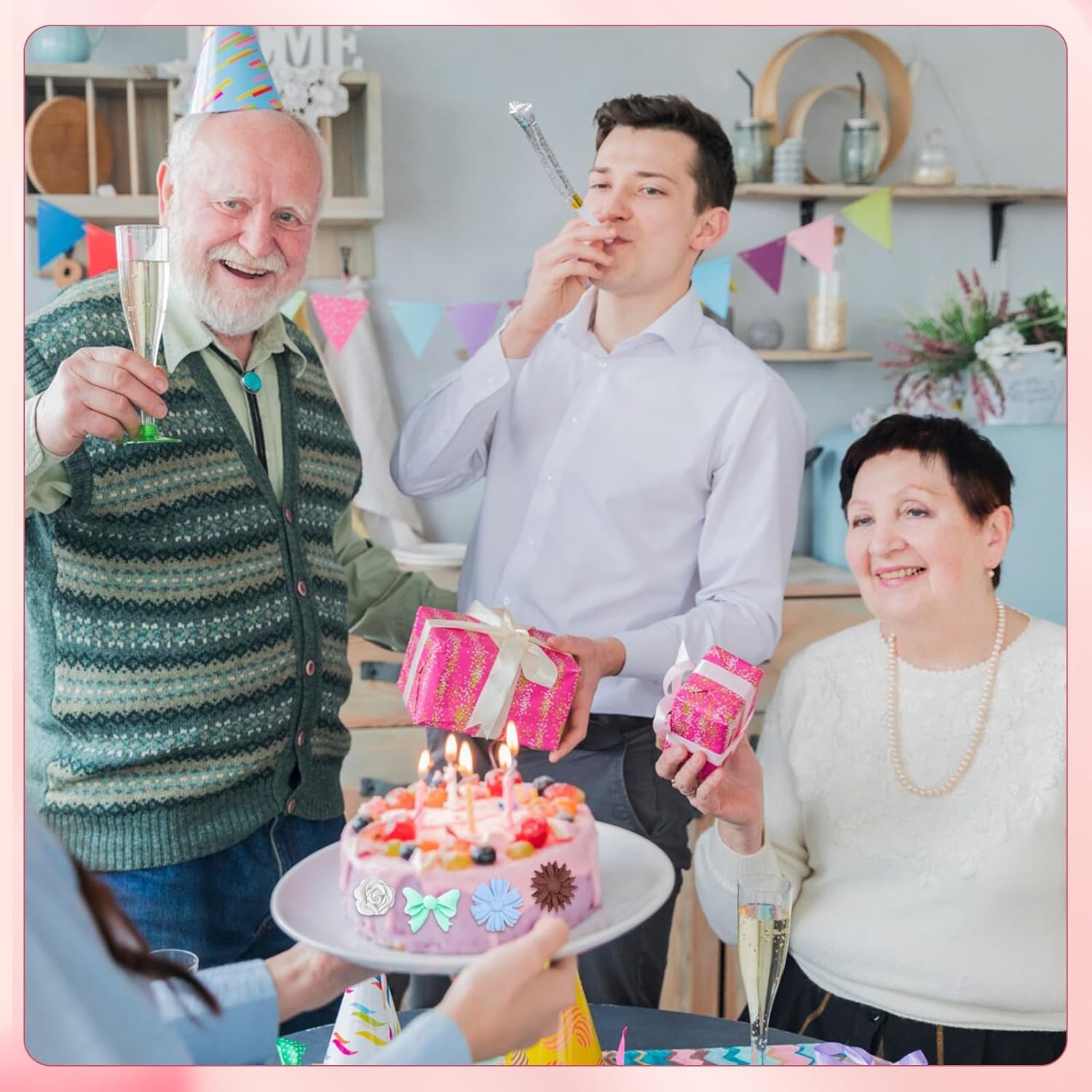 Pimoys 4 Pcs Flower&Bow Molds for Chocolate, Flower Chocolate Molds Silicone Cake Mold Bow Candy Mold Silicone for Wax Melts Birthday Cake Decoration Easter Gifts for Women - Image 7