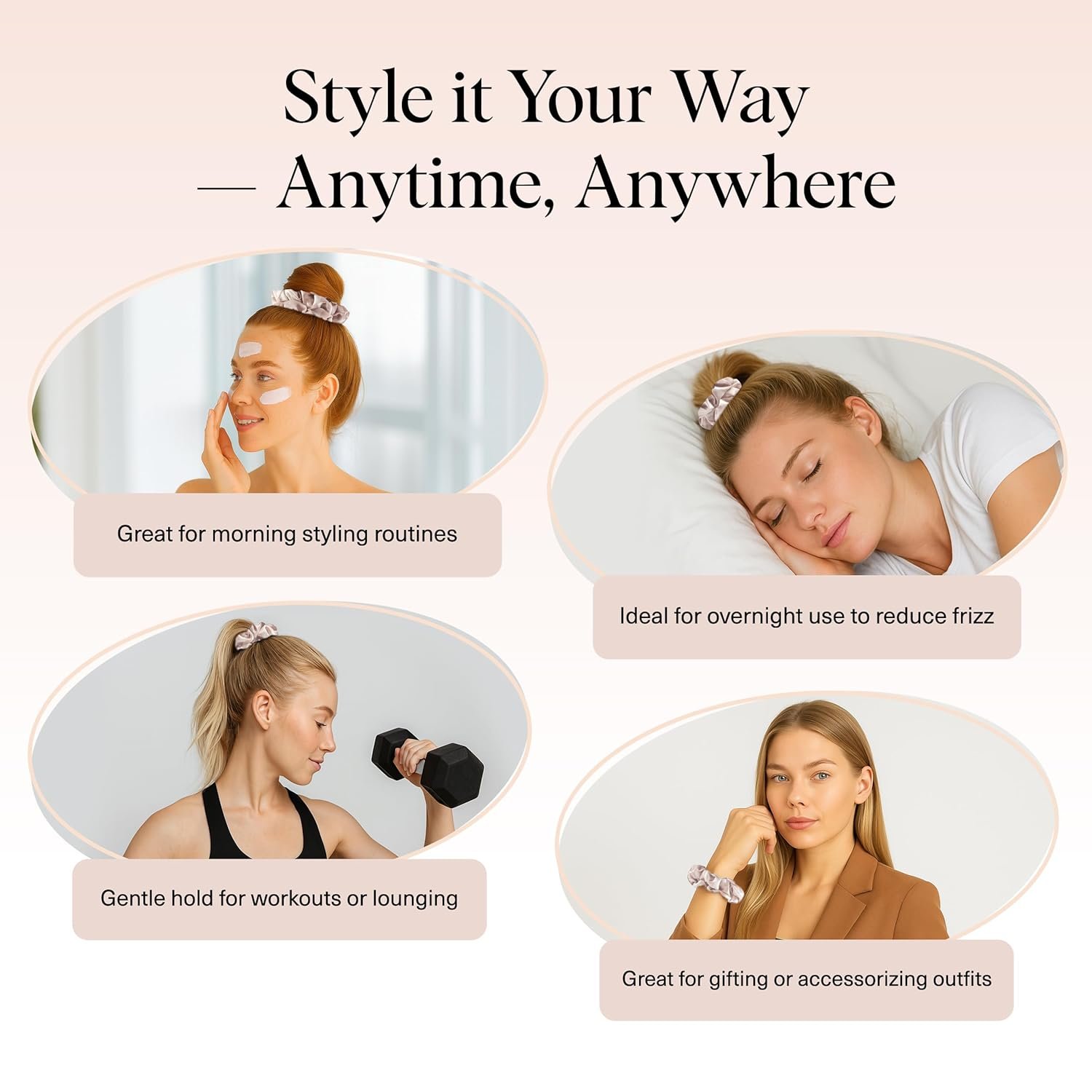Kitsch Satin Scrunchies for Women - Softer Than Silk Scrunchies | Hair Ties No Damage for Frizz-Free Sleep | Ideal Gifts for Women, Assorted, 5pcs - Image 5