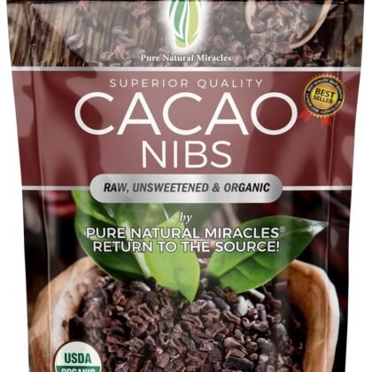 Cacao Nibs Organic - 100% Dark Chocolate Chips - Raw, Unsweetened Cocoa Pieces - 16 Oz - Keto and Vegan Superfood - Healthy Sugar Free Snack or Add to Smoothies or Baking by Pure Natural Miracles