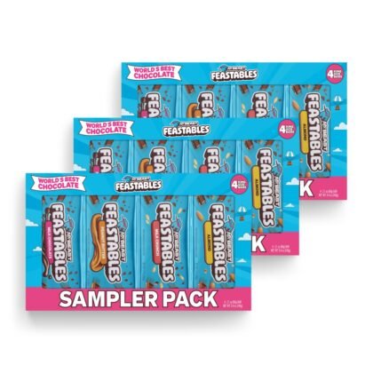 Feastables MrBeast Sampler Variety Pack, Milk Chocolate, Peanut Butter, Almond & Milk Crunch King Size Bars, 12ct