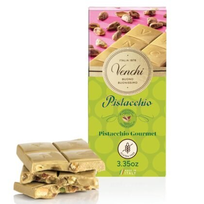 Venchi - Pistachio Gourmet Chocolate Bar - White Chocolate and Pistachio Paste Cream Bar, 3.53 oz - Gluten Free