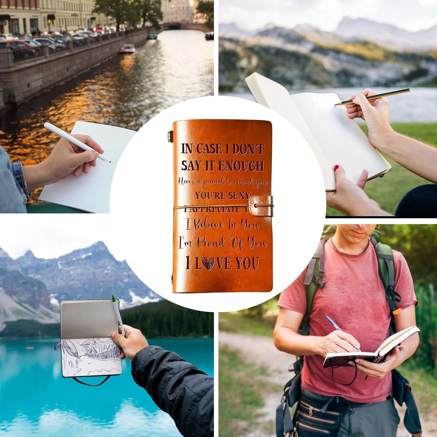 Romantic Gifts for Her Him, Romantic I Love You Leather Journal, 140 Page Refillable Writing Journal, Anniversary Birthday Mothers Day Gifts for Her Him Girlfriend Boyfriend Wife Husband - Image 6