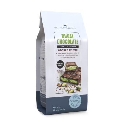 Paramount Roasters Limited Edition Dubai Chocolate Flavored Ground Coffee, 12oz Medium Roast