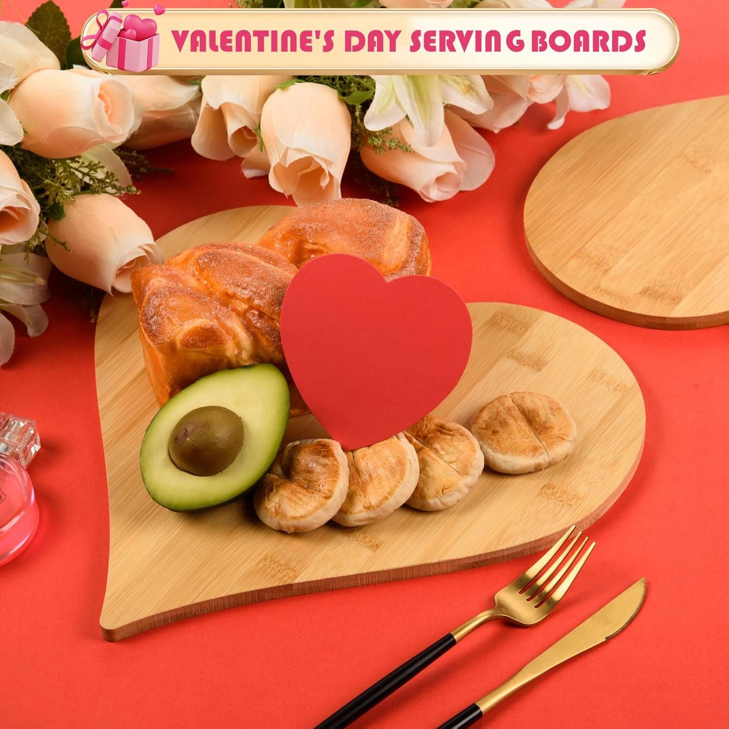 AWIZOM 12 Pack Heart Shaped Cutting Boards Valentine's Wood Charcuterie Board Bamboo Serving Bread Cheese Trays Platter Laser Engraving Board for Wedding Housewarming Present,12.8x11.81x0.39 Inch - Image 5