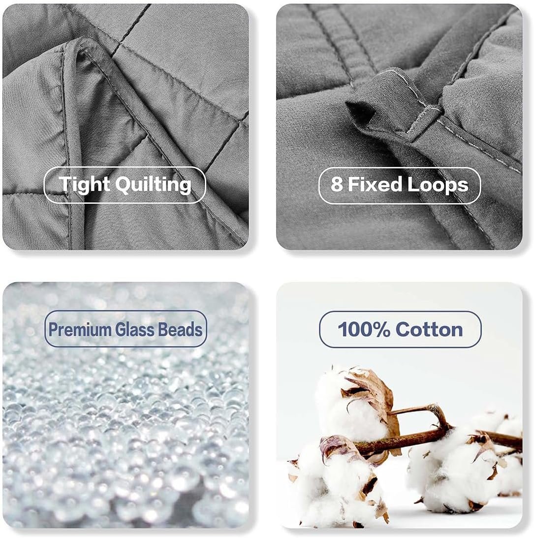 Weighted Blanket 15lbs 60"x80", Weighted Blankets for Adults, Cooling Weighted Blanket for Sleeping, Machine Washable Soft & Breathable All-Season Comfort & Premium Glass Beads(60" x 80" 15 lbs) - Image 5