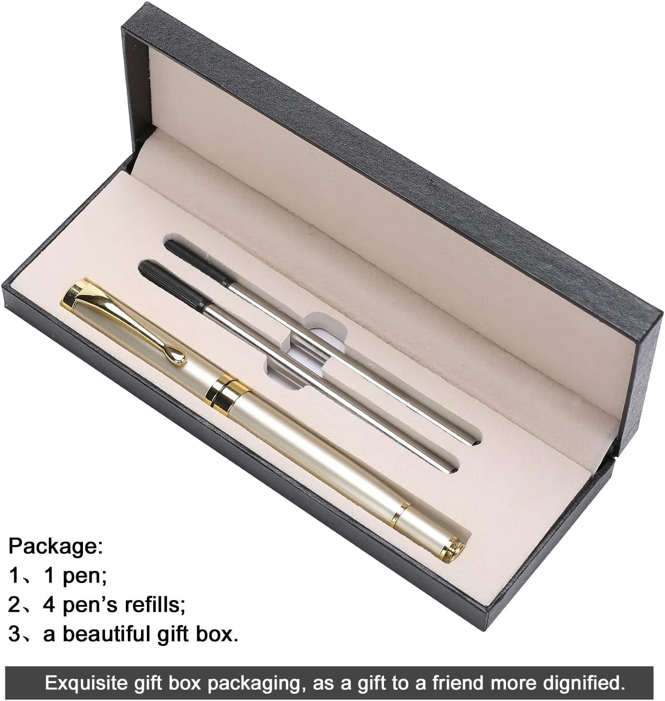 YIVONKA Luxury Ballpoint Pens Best Ball Pen Gift Set for Men & Women Professional Executive Office Nice BallPens Classy Gift Box Ballpoint Black Refill Line width 0.5mm (Gold) - Image 9