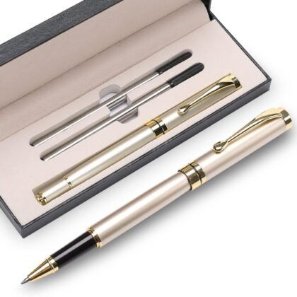 YIVONKA Luxury Ballpoint Pens Best Ball Pen Gift Set for Men & Women Professional Executive Office Nice BallPens Classy Gift Box Ballpoint Black Refill Line width 0.5mm (Gold)
