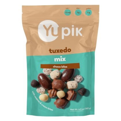 Yupik Tuxedo Mix, 6.5 Oz, Chocolatey Bites, Tuxedo Cake Flavor, Blend of Chocolates, Cookies & Cream, Brownie Bites, Chocolate Covered Almonds, Special Treat, Party Snack