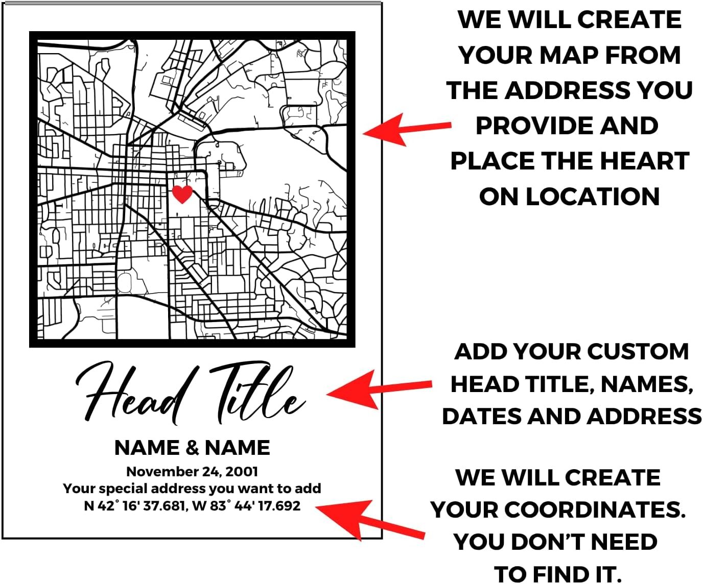 Personalized Map Plaque - Our Fist Date Where It All Began Custom Location Sign Couples Map Gift for Her Couples Gifts for Him Where We Met, Valentines Day - Image 3