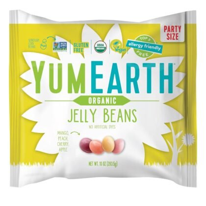 YumEarth Easter Candy Organic Jelly Beans - Spring Fruit Flavors, Gluten Free Snack - Allergy Friendly, Non-GMO, Vegan, No Artificial Dyes - Assorted Flavors, 10 Ounce