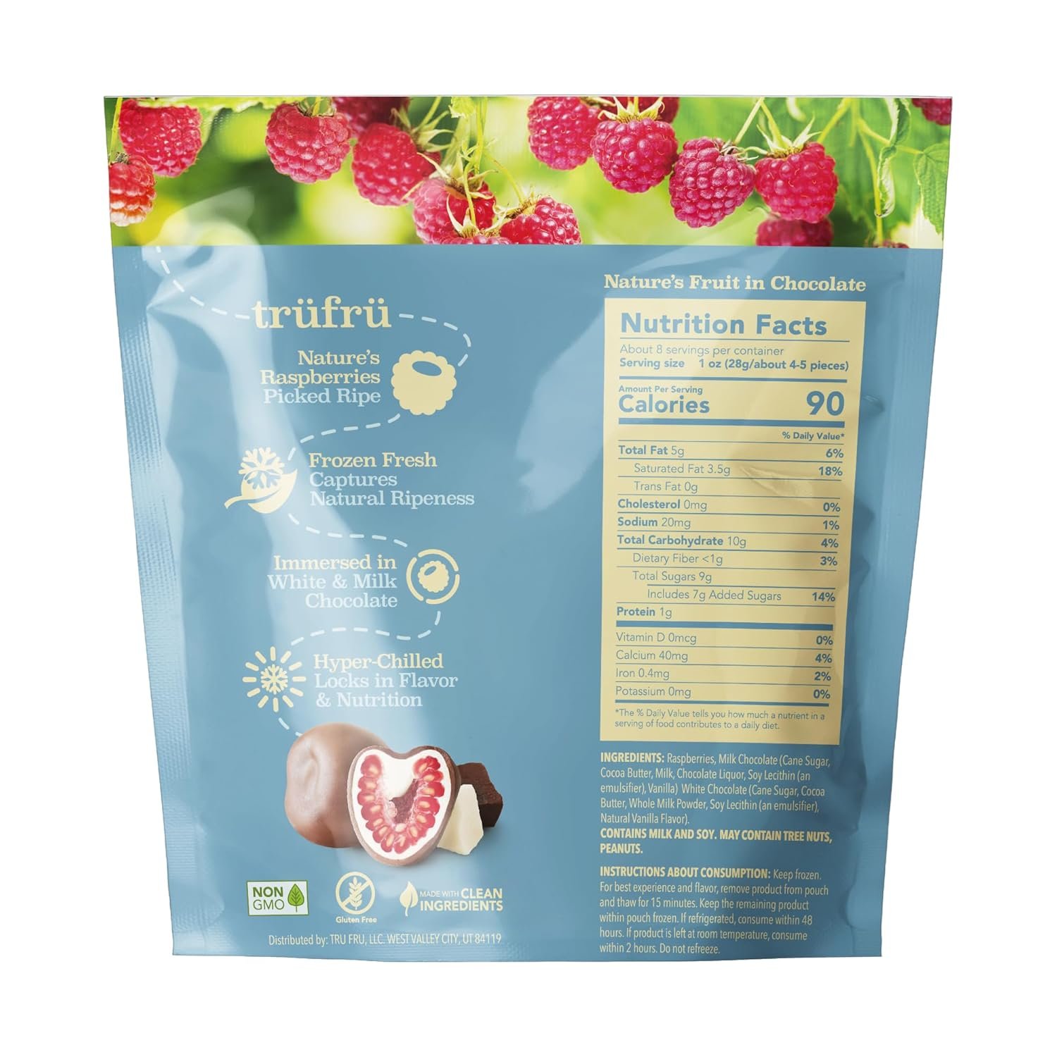 Tru Fru, White & Milk Chocolate Raspberries, 8 Ounce - Image 2