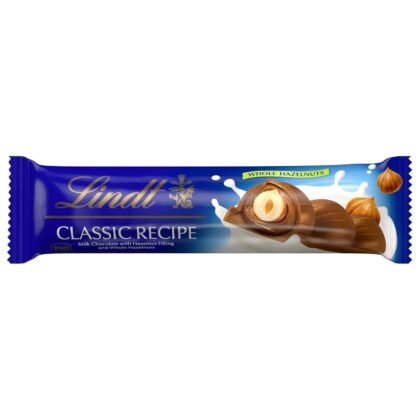 Lindt CLASSIC RECIPE Whole Hazelnut Milk Chocolate Stick, Milk Chocolate Candy with Whole Hazelnuts, 1.2 oz.