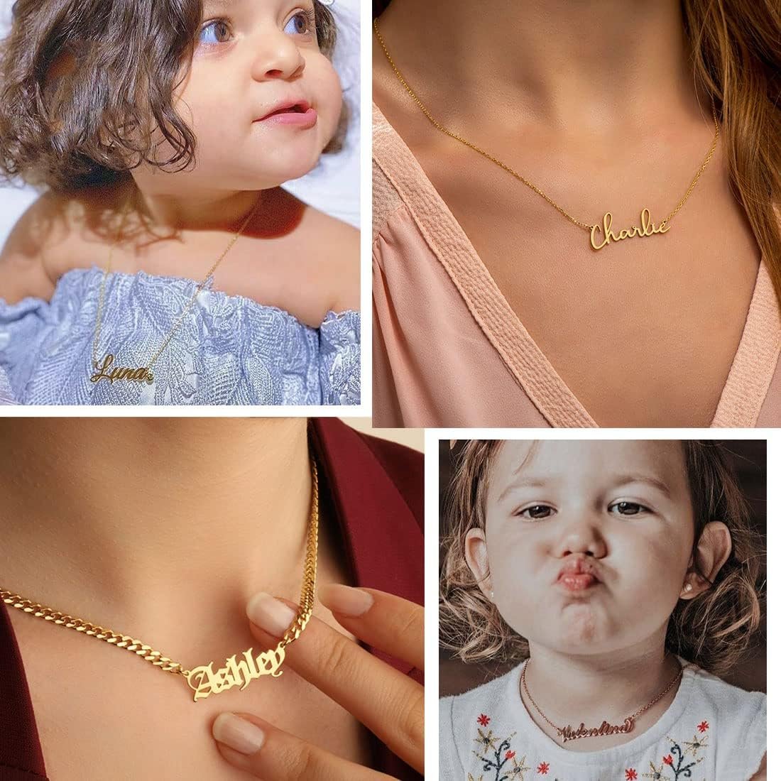 EVER2000 Custom Name Necklace, 18K Gold Plated Nameplate Personalized Jewelry Gift for Women - Image 4