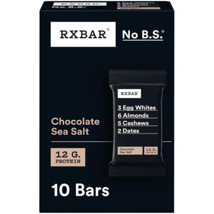 RXBAR Protein Bars, Protein Snack, Snack Bars, Chocolate Sea Salt, 18.3oz Box (10 Count)