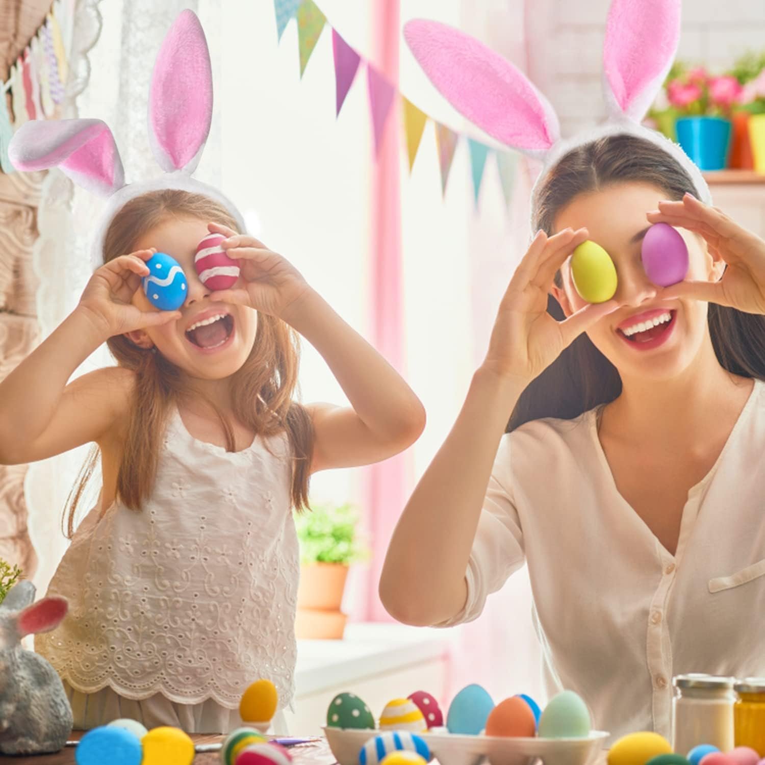 12 PCS Bunny Ear Headband,Plush Bunny Ears,Easter Cosplay Party Favor,Cosplay Party Costume Accessories for Kids and Adults - Image 4