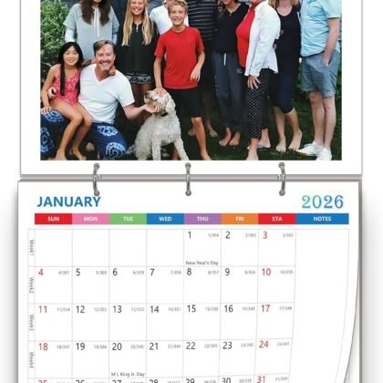 (Made in Chicago) Custom Personalized Photo Wall Calendar 2026 Print Your Photo Calendars &Customized Make Your Own Calendar For Home Office Party Birthday Christmas Gift