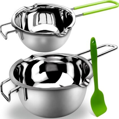 Double Boiler Pot Set for Melting Chocolate, Butter, Cheese, Caramel and Candy - 18/8 Steel Melting Pot, 2 Cup Capacity, Including The 1000ml and 600ml Capacity…