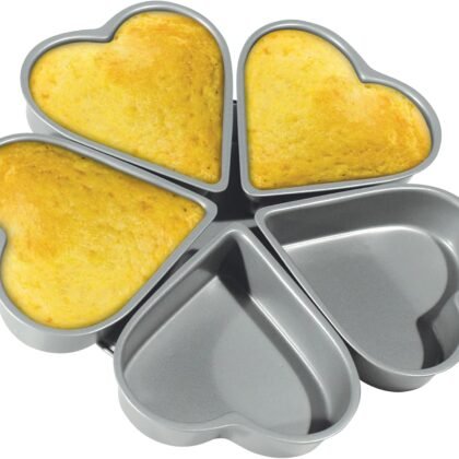 Fox Run Linked Heart Cake Pan, 4-Inch, Preferred Non-Stick