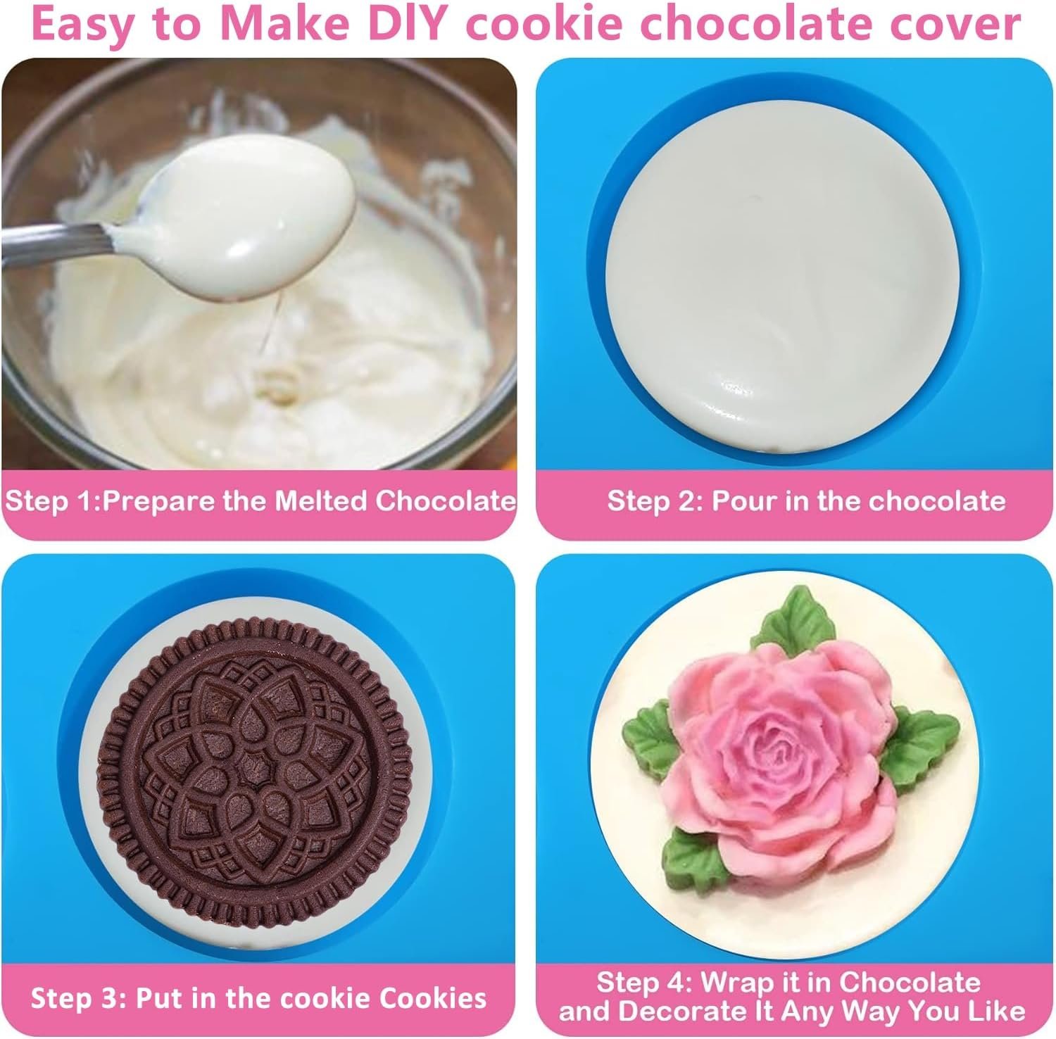 Sidosir 3Pcs Oreo Cookie Chocolate Silicone Mold, 12-Cavity Round Cylinder Oreo Chocolate Cover Molds for Candy, Silicone Baking Molds for Mini Cakes, Jelly - Image 4