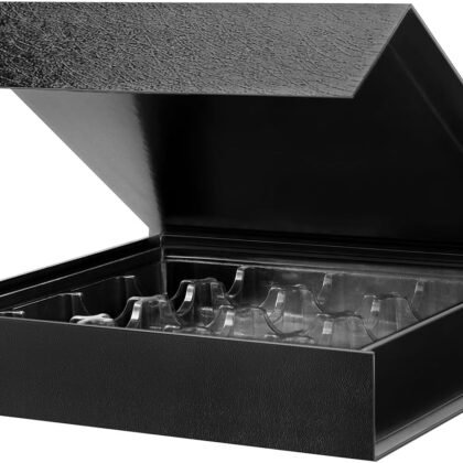 16-Piece Plastics Tray Truffle Boxes, Chocolates Boxes Packaging, Truffle Gift Boxes Packaging, Magnetic Closure Lids 6.9x6.9x1.2 Inches (Black, 6 Boxes)