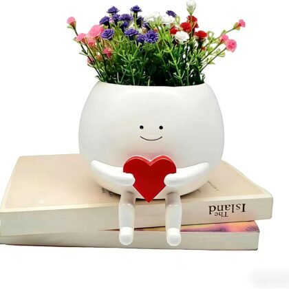 Face Planter Pots Cute Resin Cactus Spring Desk Decor for Indoor Outdoor Face Vase Home Office Unique Loving Heart Succulent Pot for Mother Girlfriend Wedding Anniversary