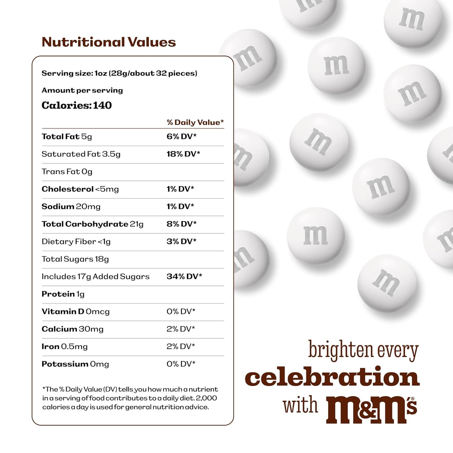 M&M’S WORLD White Milk Chocolate Candy, 5 lbs Resealable Pack, Bulk Candy for Party Favors, Weddings, Birthdays, Easter & Graduations - Image 2