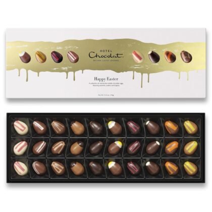 Easter Chocolate Gift Box - 30 Assorted Gourmet Milk, Dark & White Chocolates Eggs – Luxury Easter Candy Gift – Hotel Chocolat Easter Sleekster
