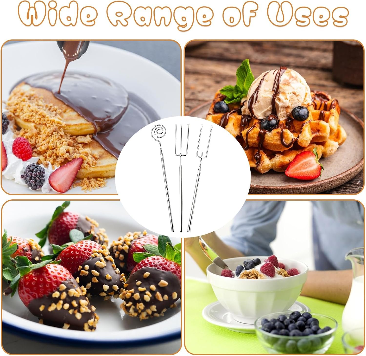 3Pcs Professional Chocolate Dipping Tools Set - Stainless Steel Candy Dipping Tools, Fondue Forks with Slotted Spoon, Candy Making Tool Baking Supplies for Candy Making, Truffles, Cake Decorating - Image 7