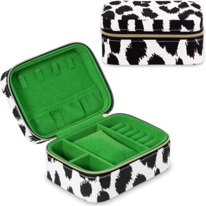 kate spade new york Small Travel Jewelry Case, Jewelry Travel Box, Jewelry Holder Organizer for Rings, Necklaces, Earrings, Bracelets, Modern Leopard