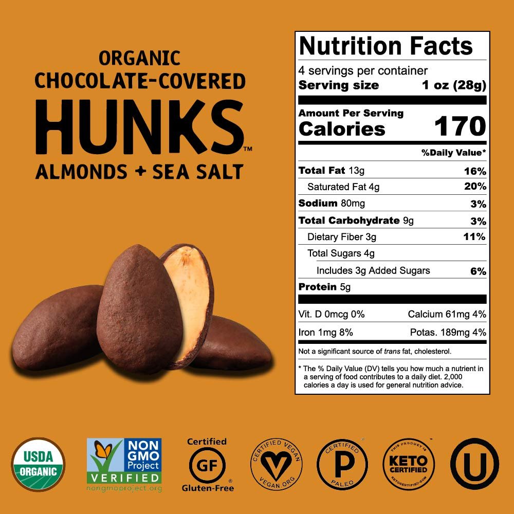Hu Keto Friendly Vegan Hunks |Chocolate Covered Almonds With Sea Salt | 6 Pack | Non-GMO, Gluten Free, Paleo, Organic Dark Chocolate - Image 2